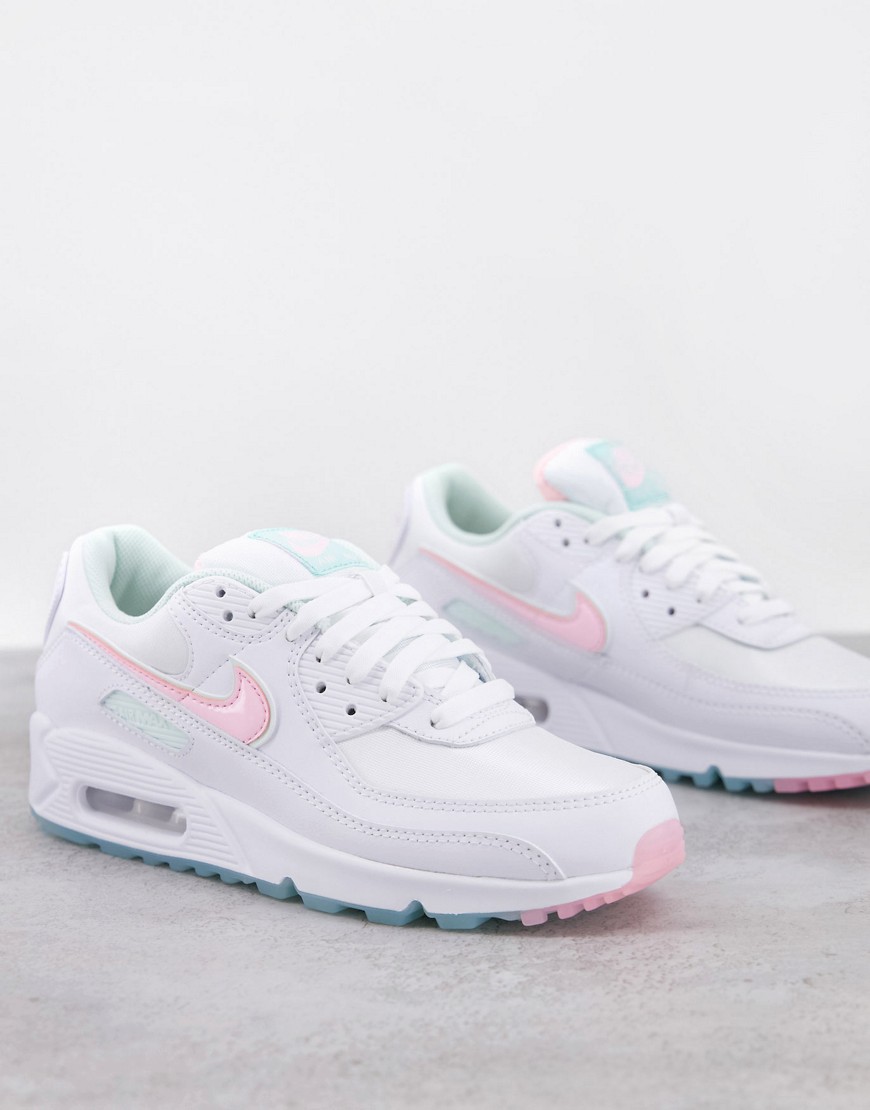 Nike Air Max 90 sneakers in white and baby pastels