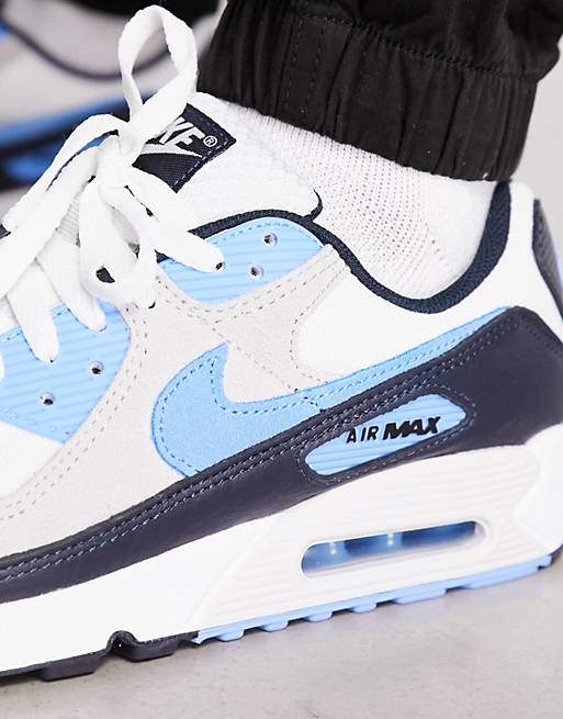 Mevrouw Fotoelektrisch Minimaal Nike Air Max 90 sneakers in white and blue - WHITE | ASOS