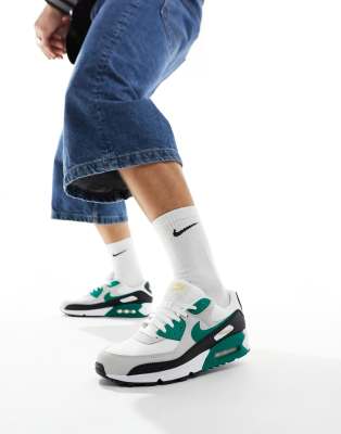 Nike Air Max 90 Sneakers In White And Green In White