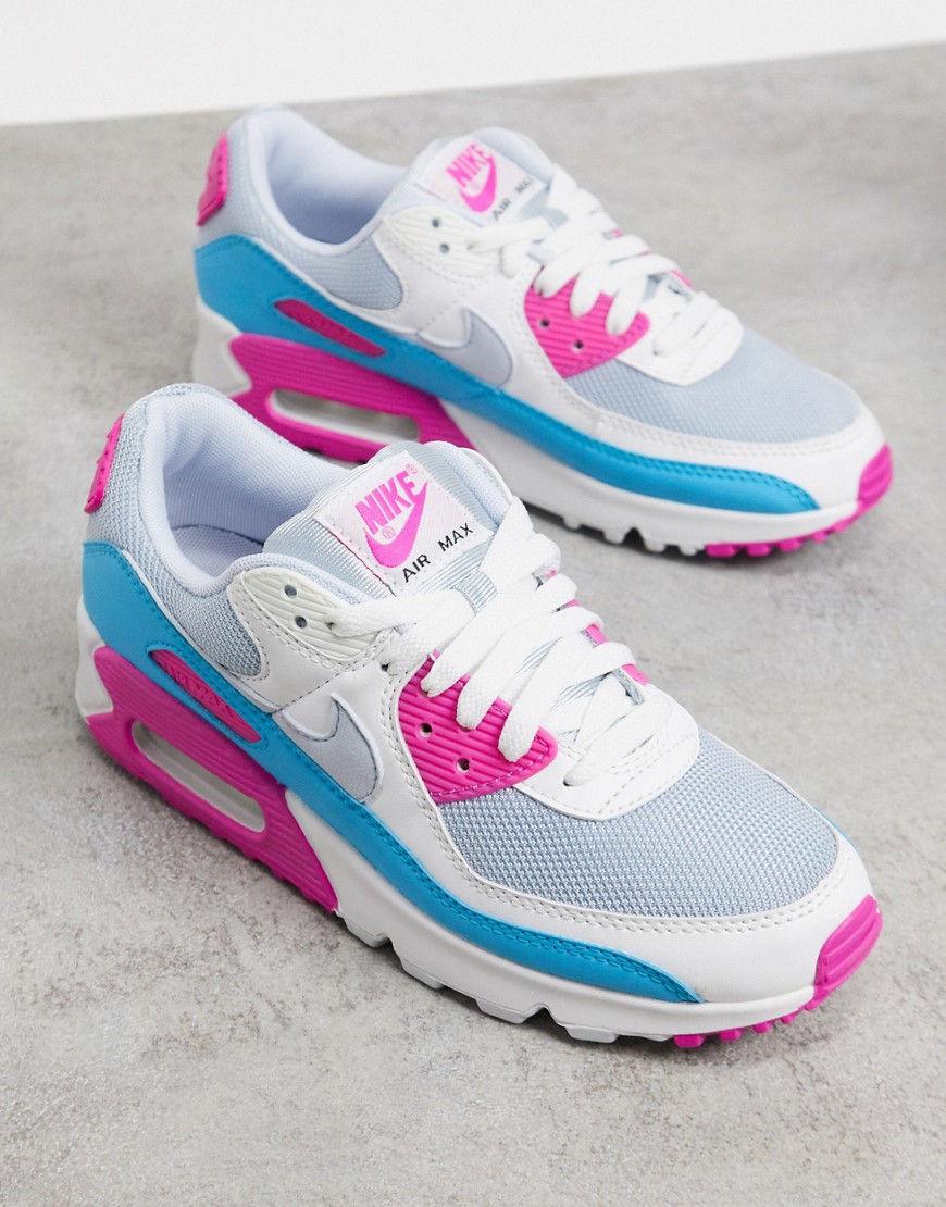 NIKE AIR MAX 90 SNEAKERS IN WHITE AND PINK,CT1030-001