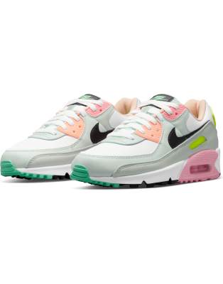 NIKE AIR MAX 90 SNEAKERS IN WHITE/GREEN GLOW,CZ1617-100