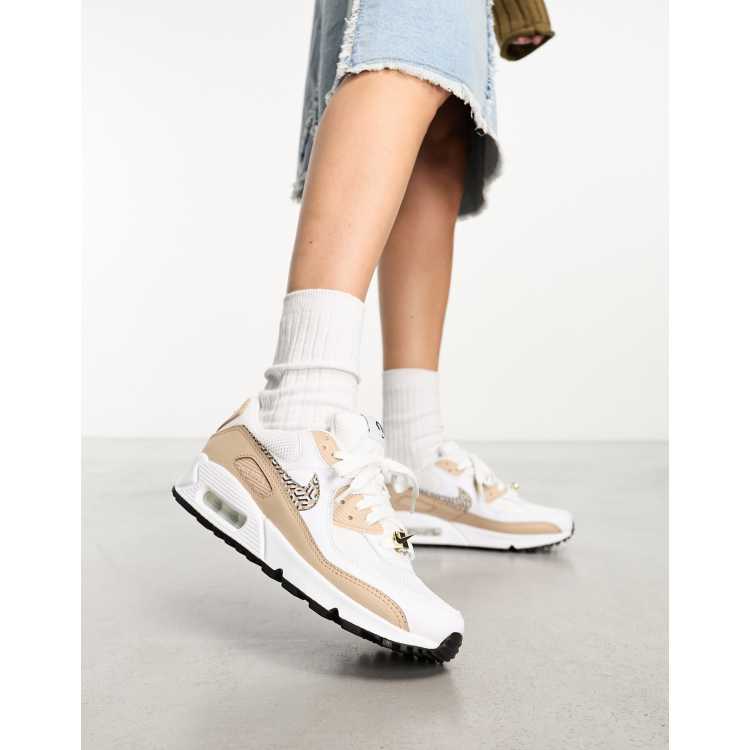 Nike Air Max 90 sneakers in white & brown | ASOS