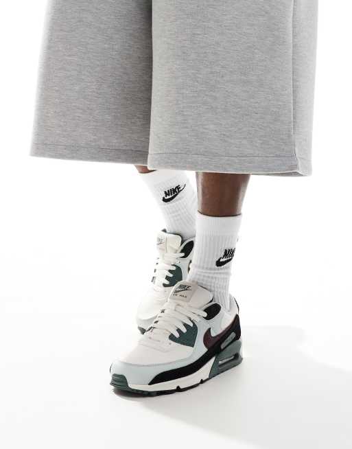 Nike Air Max 90 sneakers in white burgundy and green ASOS