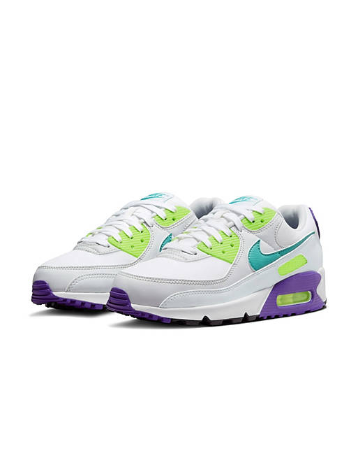Nike Air Max 90 sneakers in white/washed teal