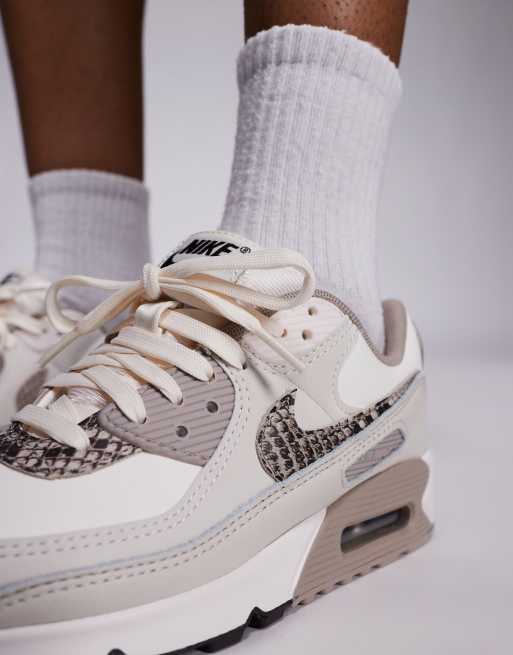 Nike Air Max 90 - Sneakers in wit en bruin met slangenprint, 4 van 5
