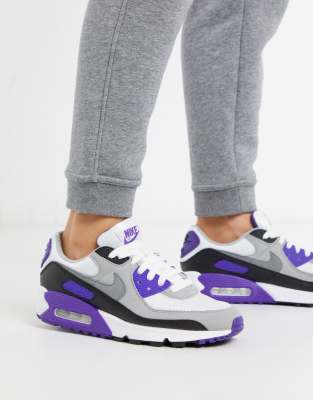 Nike - Air Max 90 - Sneakers in wit en paars | ASOS