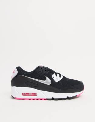 Nike Air Max 90 Sneakers in zwart zilver en roze ASOS