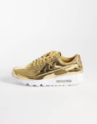 Nike Air Max 90 Sneakers With Metallic Detail In Gold