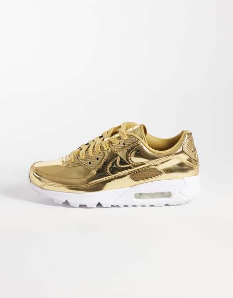 Nike Air Max 90 sneakers with metallic detail in gold and white - view 1