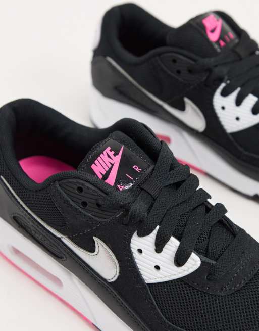 Nike – Air Max 90 – Svarta, rosa och silverfärgade sneakers, 4 av 4
