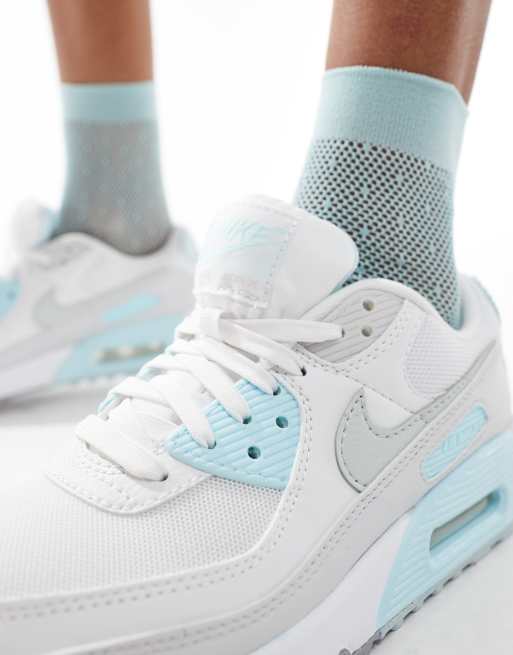 Nike Air Max 90 trainer in silver and blue