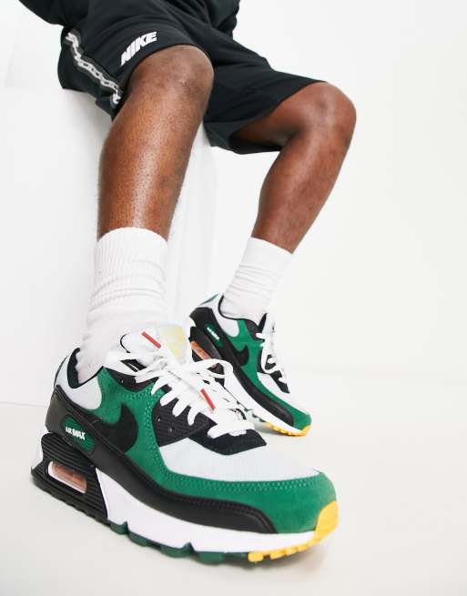 Nike Air Max 90 trainers in black and green