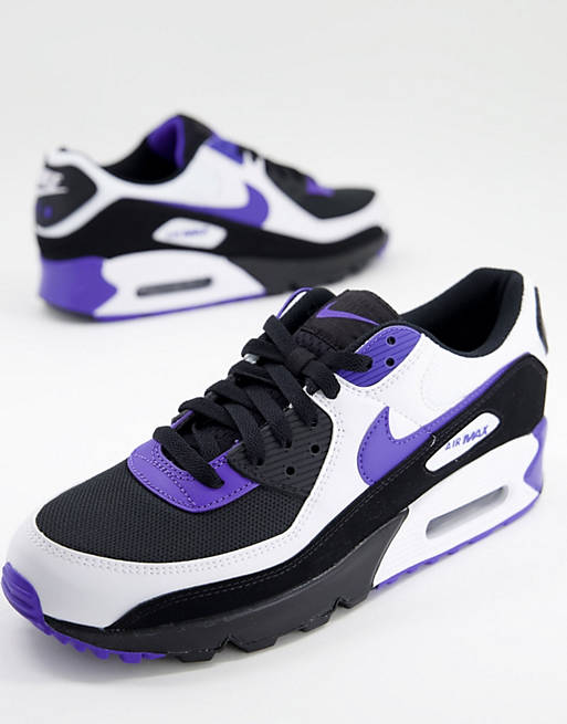 Nike Air Max 90 trainers in black white and blue غراء سائل