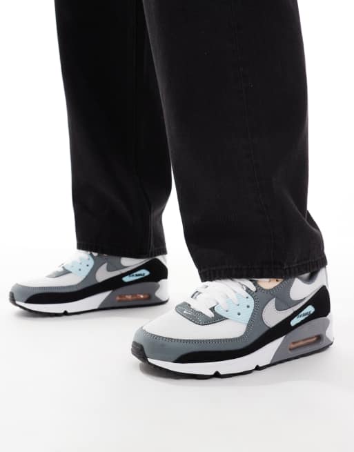 Nike Air Max 90 trainers in blue and coral