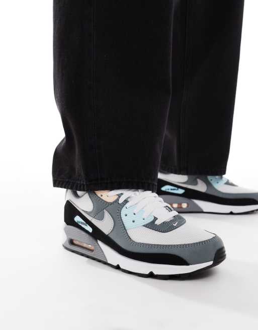 Nike Air Max 90 trainers in blue and coral