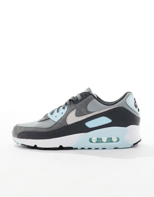 Nike Air Max 90 trainers in grey and light blue 