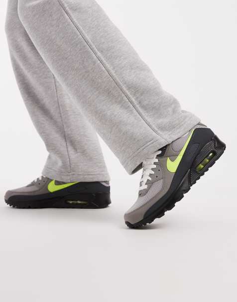 Nike Air Max 90 trainers in grey and neon yellow - view 1