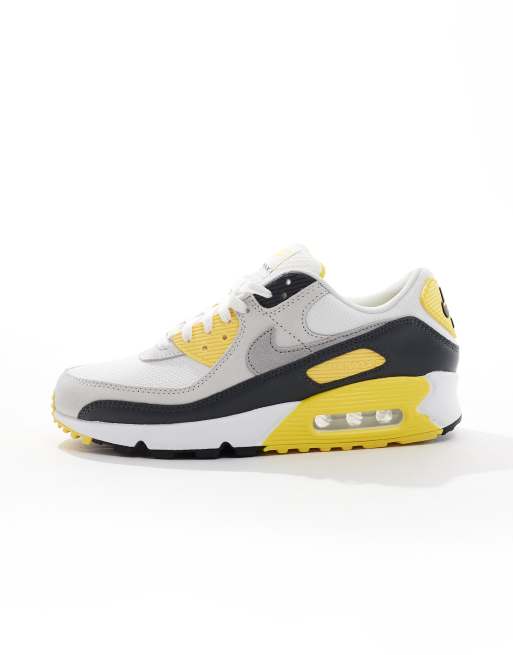 Nike Air Max 90 trainers in grey and yellow - GREY