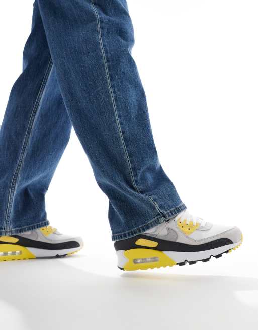 Nike Air Max 90 trainers in grey and yellow - GREY