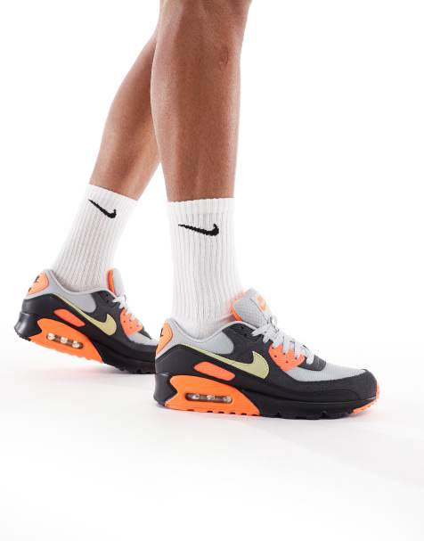 Nike Air Max 90 trainers in grey, black and orange - view 1