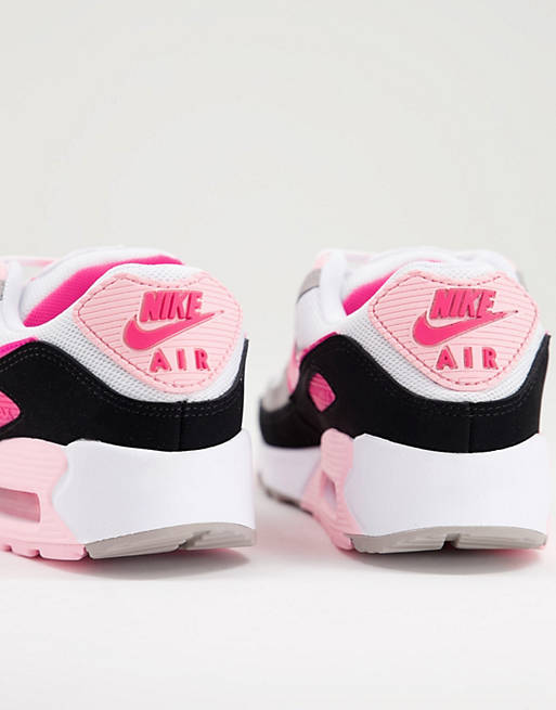 Nike Air Max 90 trainers in grey black and pink