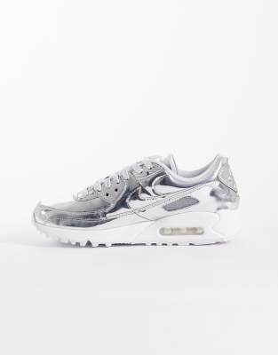 Nike Air Max 90 trainers in metallic silver