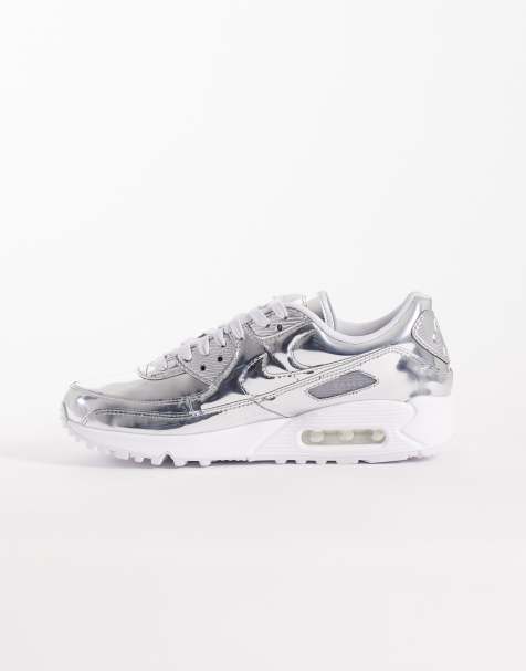 Nike Air Max 90 trainers in metallic silver - view 1