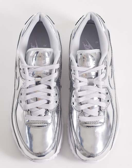 Nike Air Max 90 trainers in metallic silver, 3 of 5