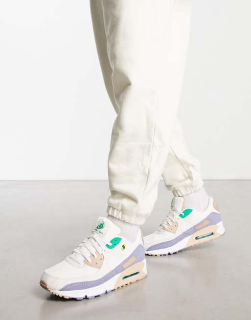 Nike Air Max 90 trainers in off white and blue ASOS