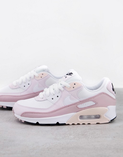 Nike Air Max 90 trainers in soft pink and white