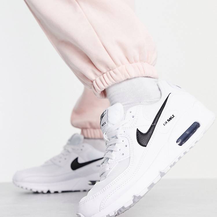 Nike Air Max 90 Trainers in White and Black