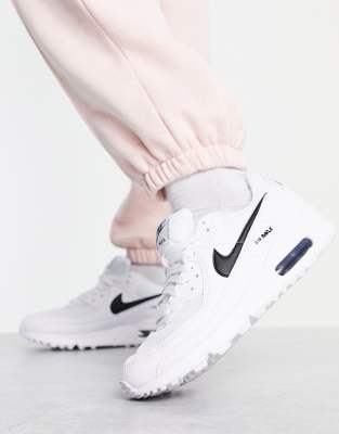 Nike Air Max 90 Trainers In White And Black In White