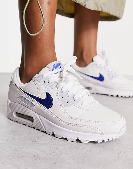lof nadering graan Nike Air Max 90 trainers in white and blue | ASOS