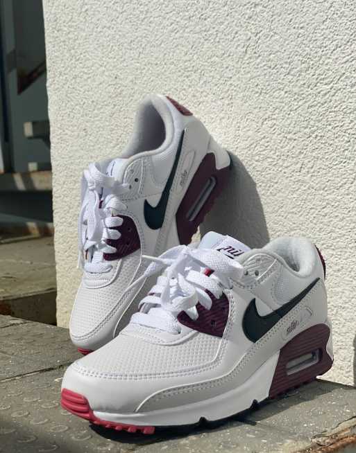 nike air max 90 maroon and white