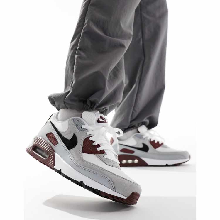 Nike Air Max 90 trainers in white and burgundy ASOS