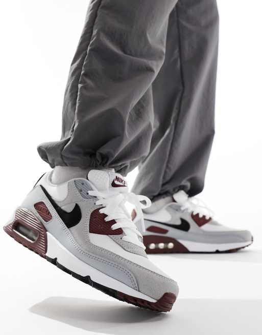 Nike Air Max 90 trainers in white and burgundy ASOS