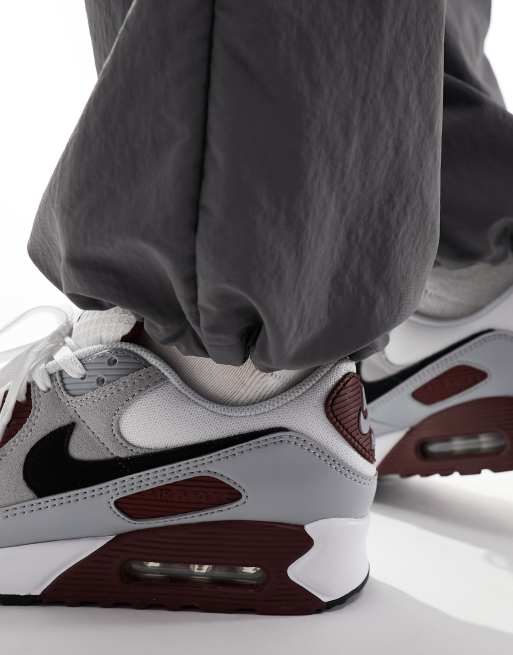 Nike Air Max 90 trainers in white and burgundy ASOS