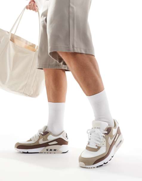 Nike Air Max 90 trainers in white and khaki  - view 1