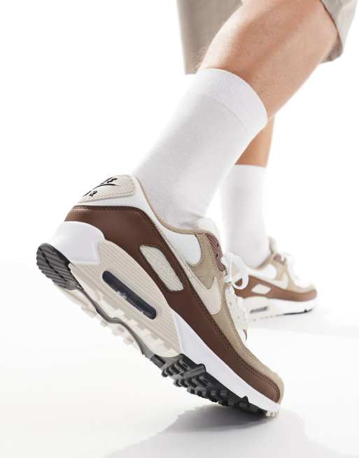 Nike Air Max 90 trainers in white and khaki 