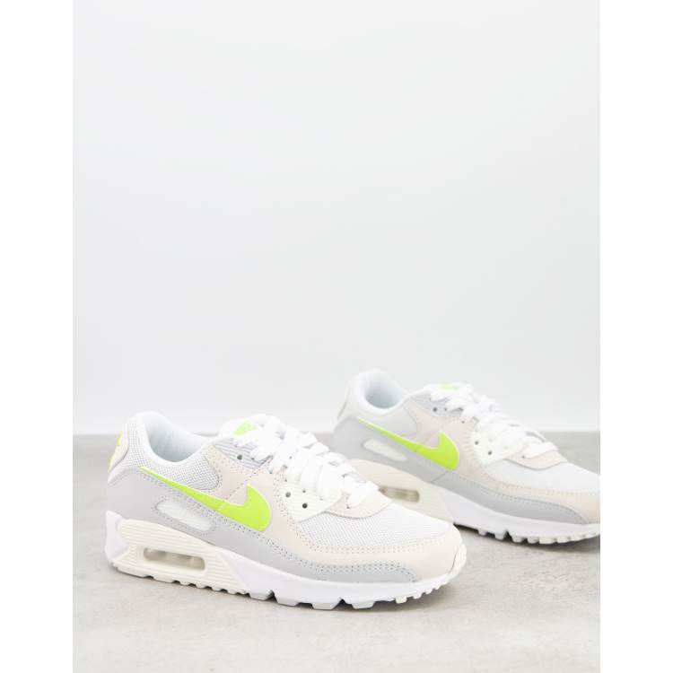 Nike Air Max 90 trainers in white and lemon pastel ASOS