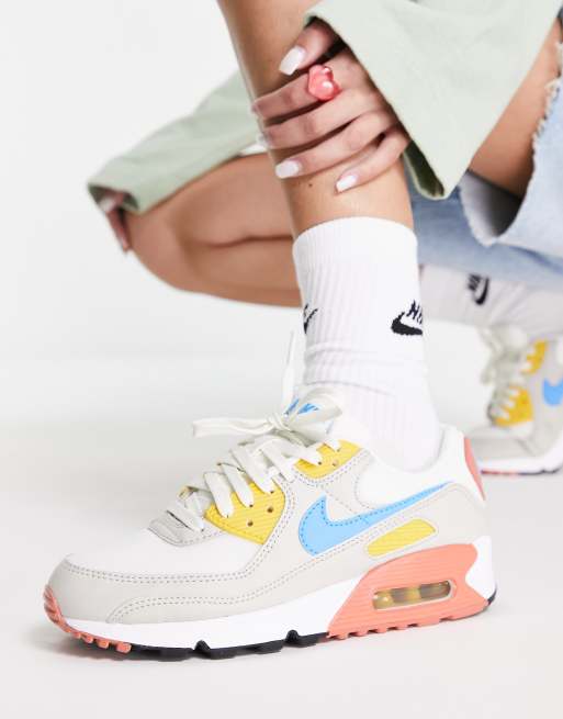 Nike Air Max 90 trainers in white and primary mix ASOS