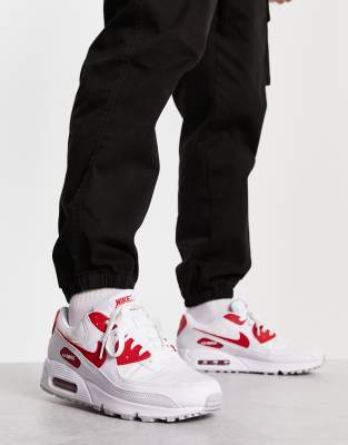 white nike air max with red