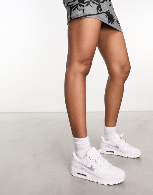 Nike air max on sale 90 white and silver