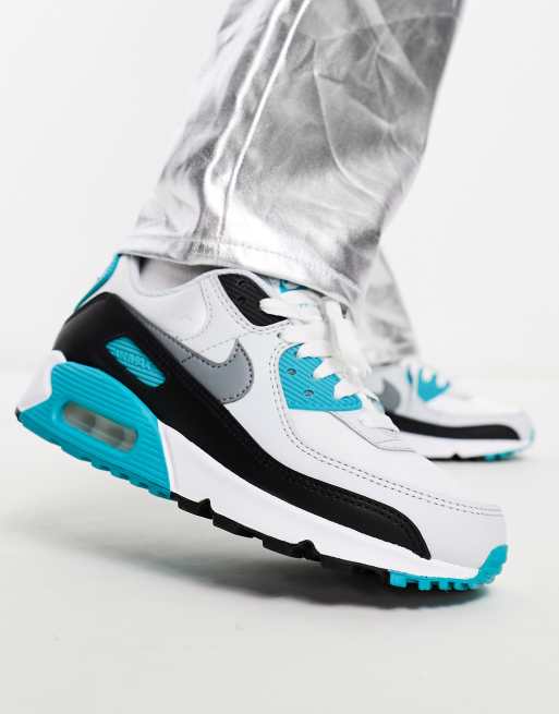 Nike Air Max 90 trainers in white and teal ASOS