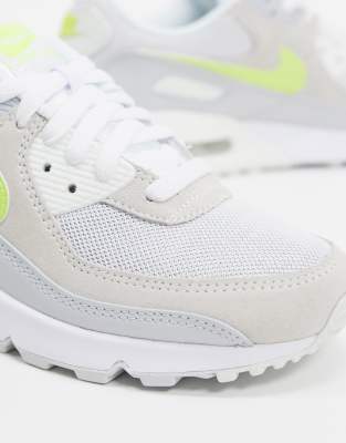 nike air max 90 trainers in white and yellow