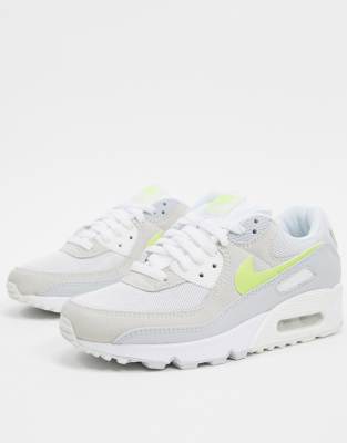 nike air max 90 trainers in white and yellow