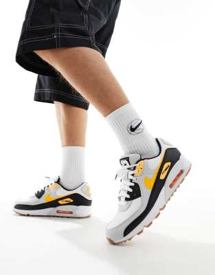 Nike Air Max 90 Trainers In White And Yellow