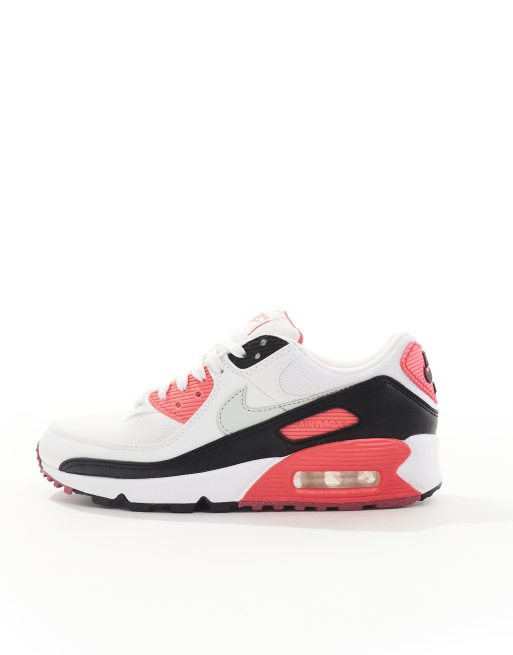 Nike Air Max 90 trainers in white black and pink