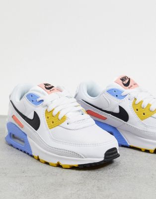 nike air max 90 trainers in white and yellow