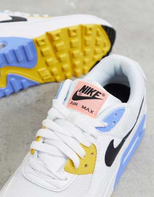 nike air max 90 trainers in white and yellow